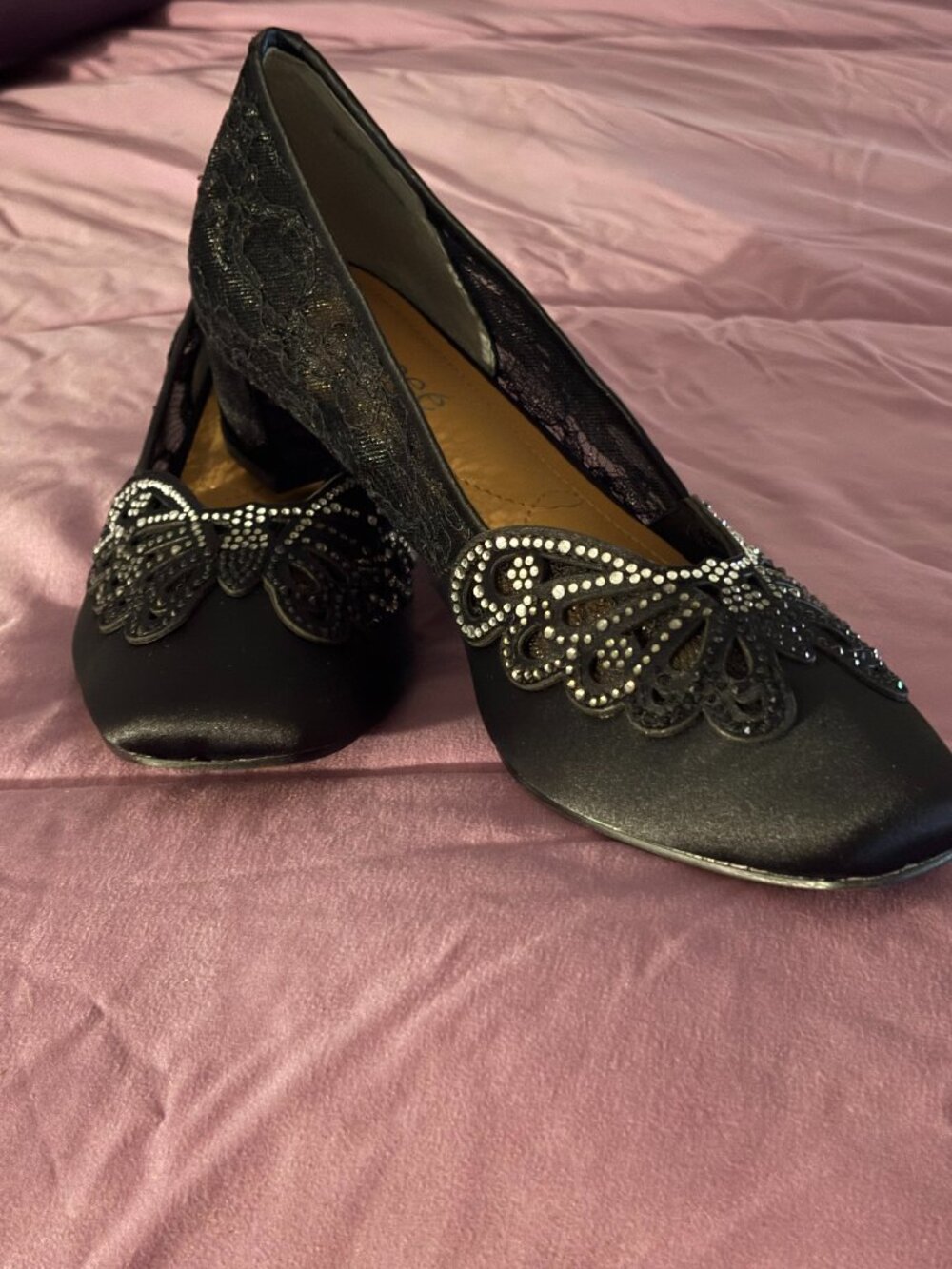 J. Reneé Black Rhinestone Square Toe Pumps - Picture 6 of 6